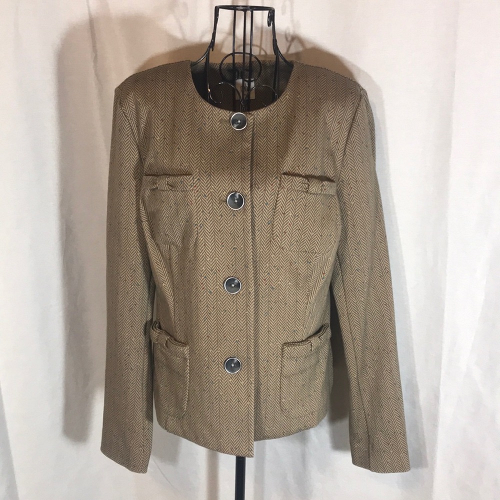 CAbi Penny Blazer # 3170. ~ brown herringbone ~ NWT  ~ Med